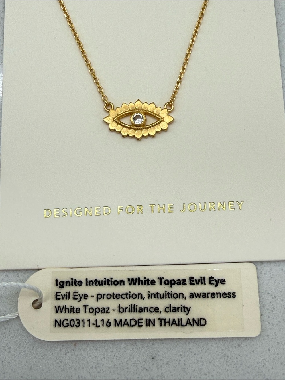 Satya Jewelry Gold Eye Pendant Necklace with WHITE TOPAZ 🧿NWT🧿 - Picture 4 of 10
